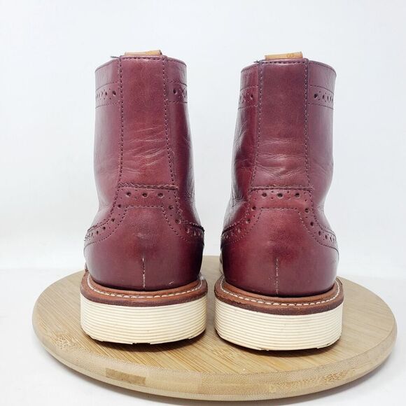 Dr Martens Bentley Boots Womens 6 Burgundy Leather Brogue Wing Tip Docs Shoes - Picture 7 of 13